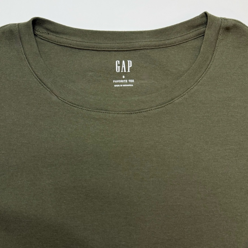 GAP Long Sleeved Favorite Crewneck T-Shirt Olive Night Green Size S - Picture 6 of 11